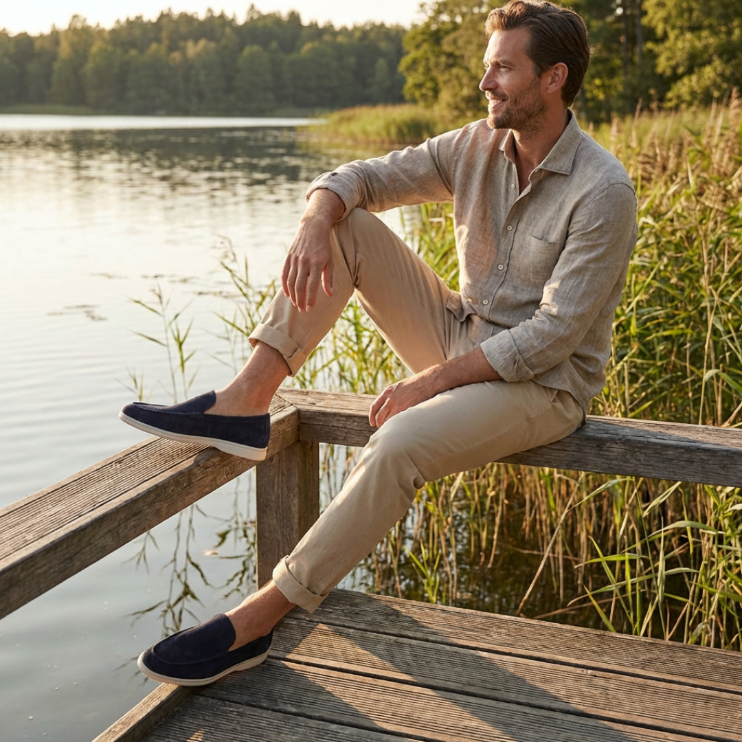 Mocassins Sans Lacets Coutures Apparentes pour Homme