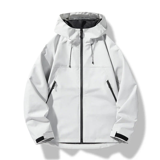 Giacca shell da uomo antivento e impermeabile, con cappuccio, per l’outdoor