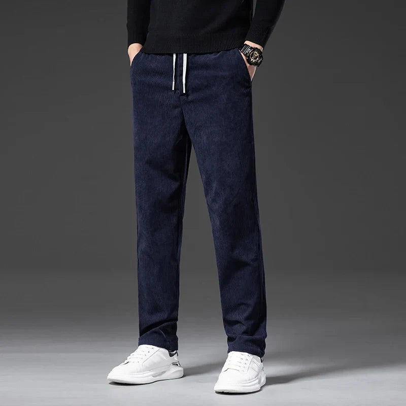 Men’s casual corduroy chinos with adjustable waist and tailored fit