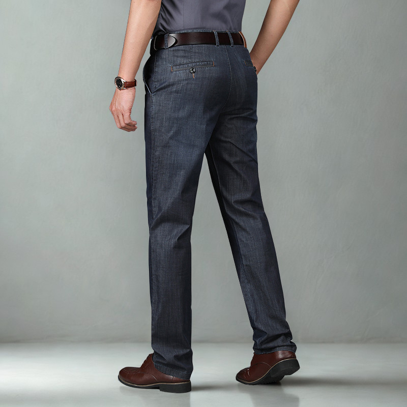 Vaqueros de denim elástico para hombre, corte clásico, cómodos y duraderos