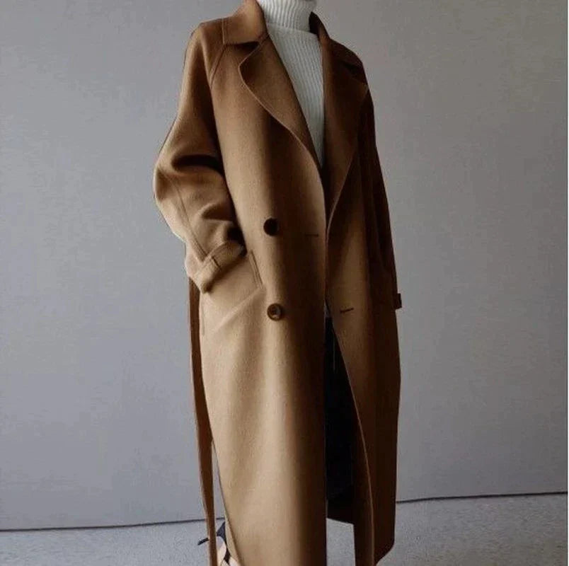 Manteau long femme laine coupe classique chaleur premium