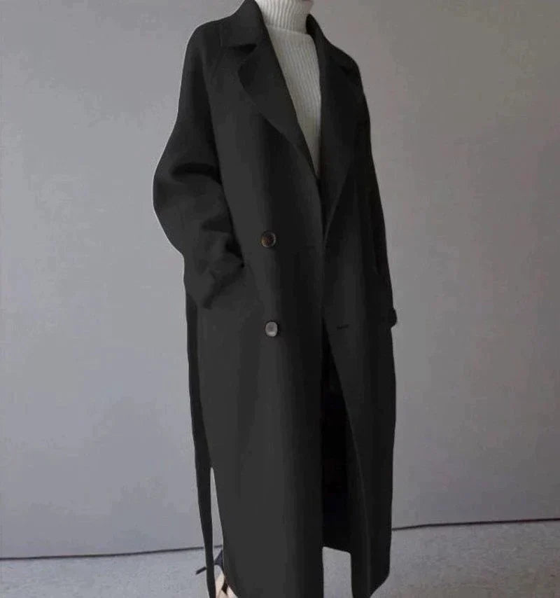 Manteau long femme laine coupe classique chaleur premium
