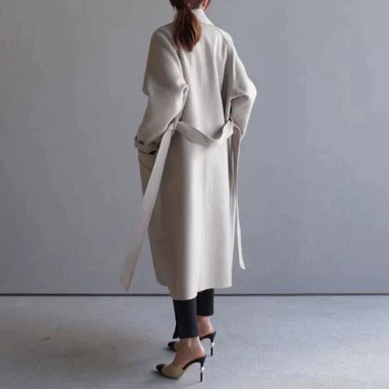 Manteau long femme laine coupe classique chaleur premium