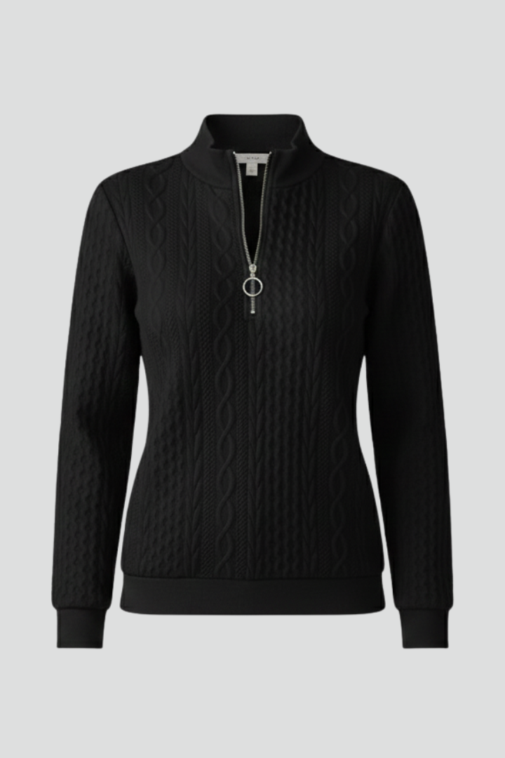 Suéter trenzado para mujer, cuello con cremallera, cálido, para otoño e invierno