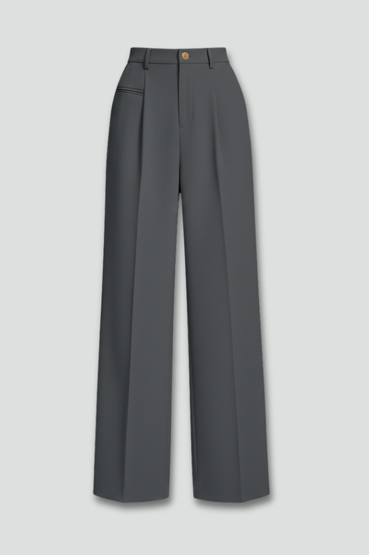 Pantalón palazzo para mujer, con pinzas delanteras, bolsillos traseros y tejido fluido