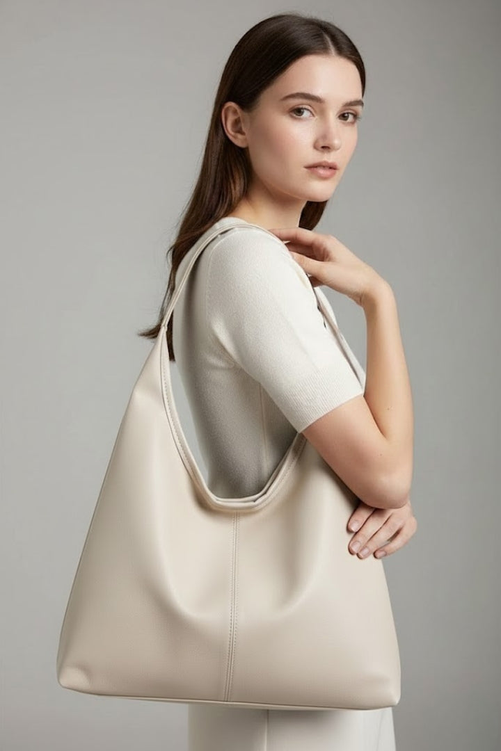 Borsa tote da donna in similpelle, classica, ampio scomparto interno