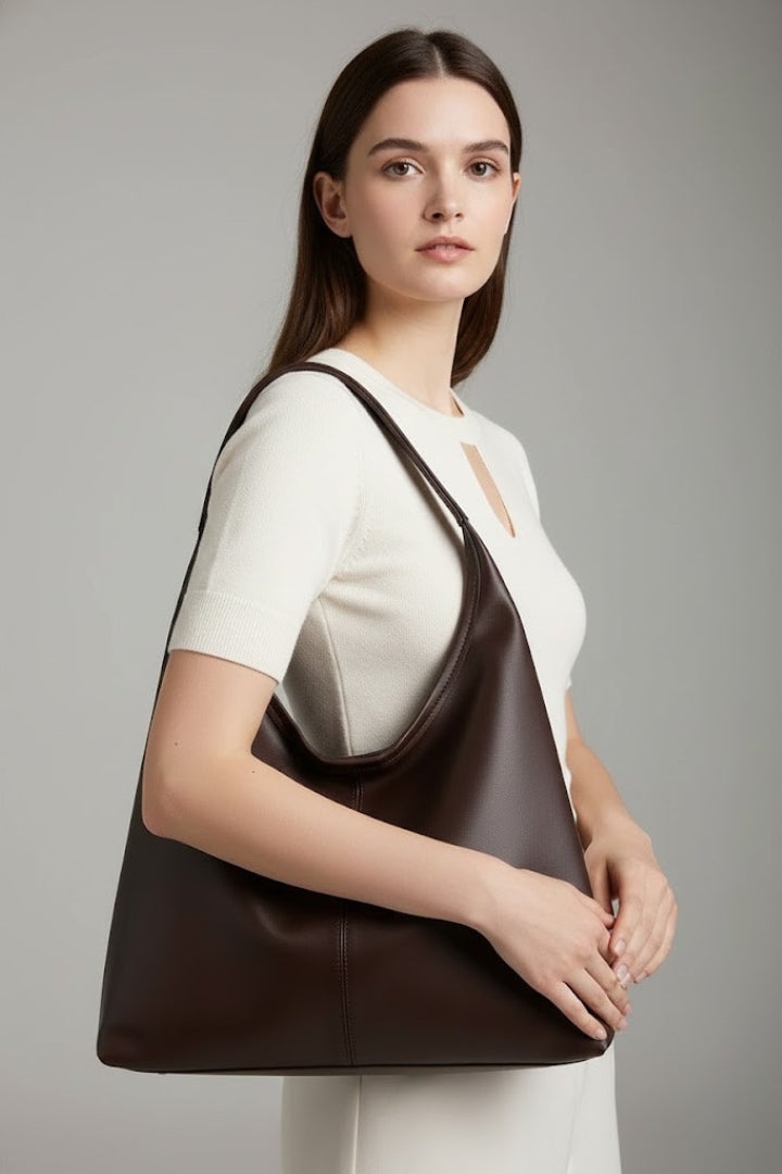 Borsa tote da donna in similpelle, classica, ampio scomparto interno