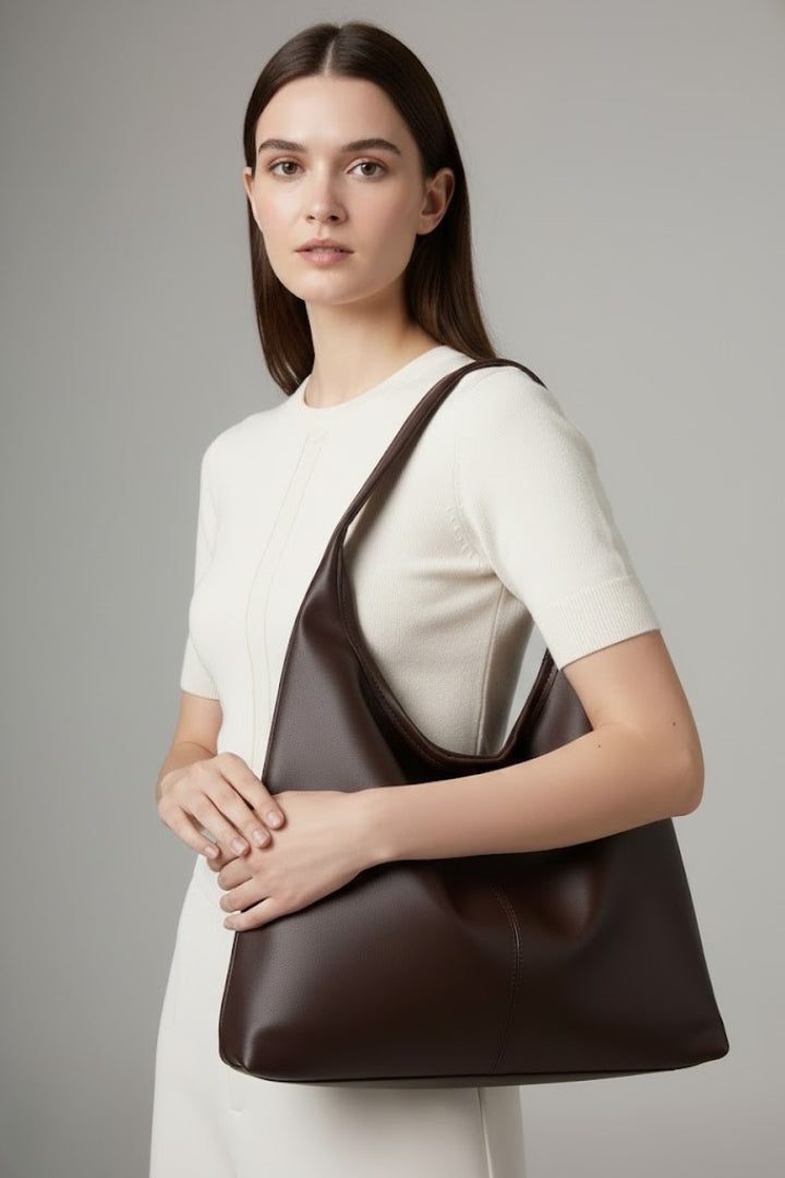 Borsa tote da donna in similpelle, classica, ampio scomparto interno