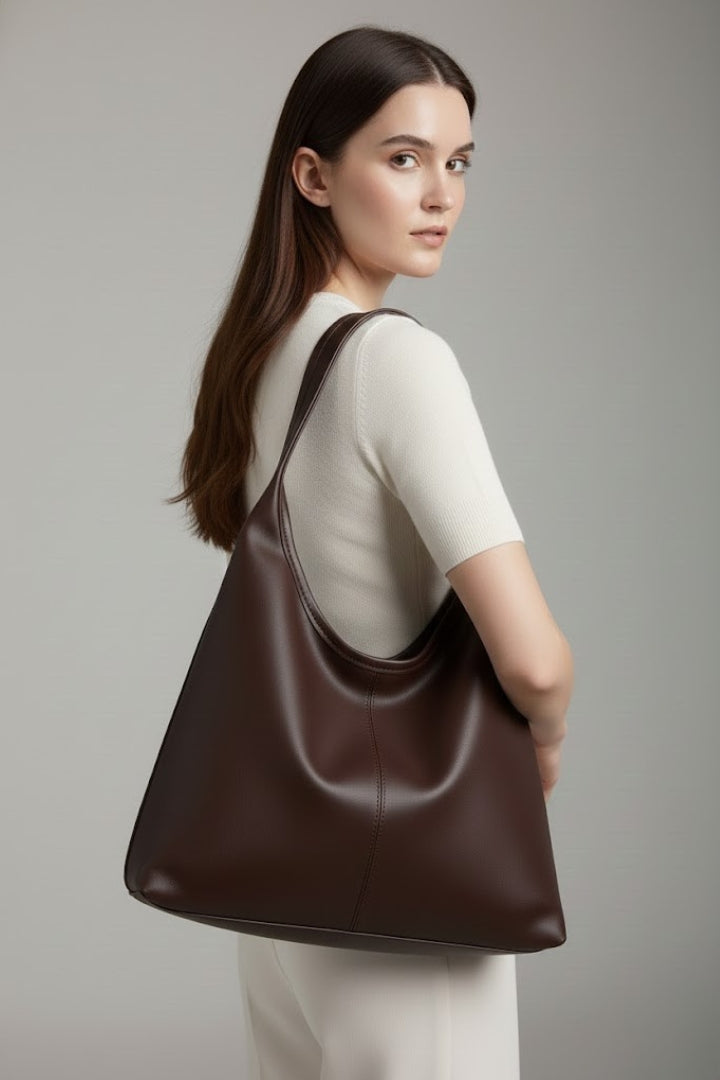 Borsa tote da donna in similpelle, classica, ampio scomparto interno