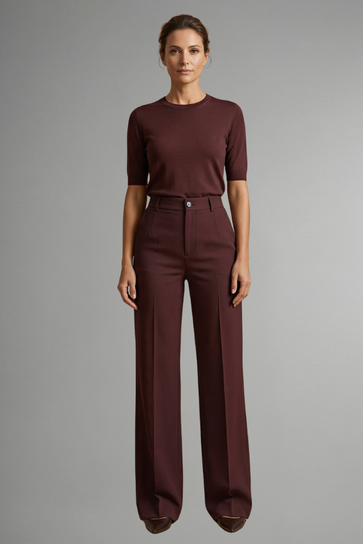 Pantaloni da donna a vita alta, gamba dritta, strutturati ed eleganti