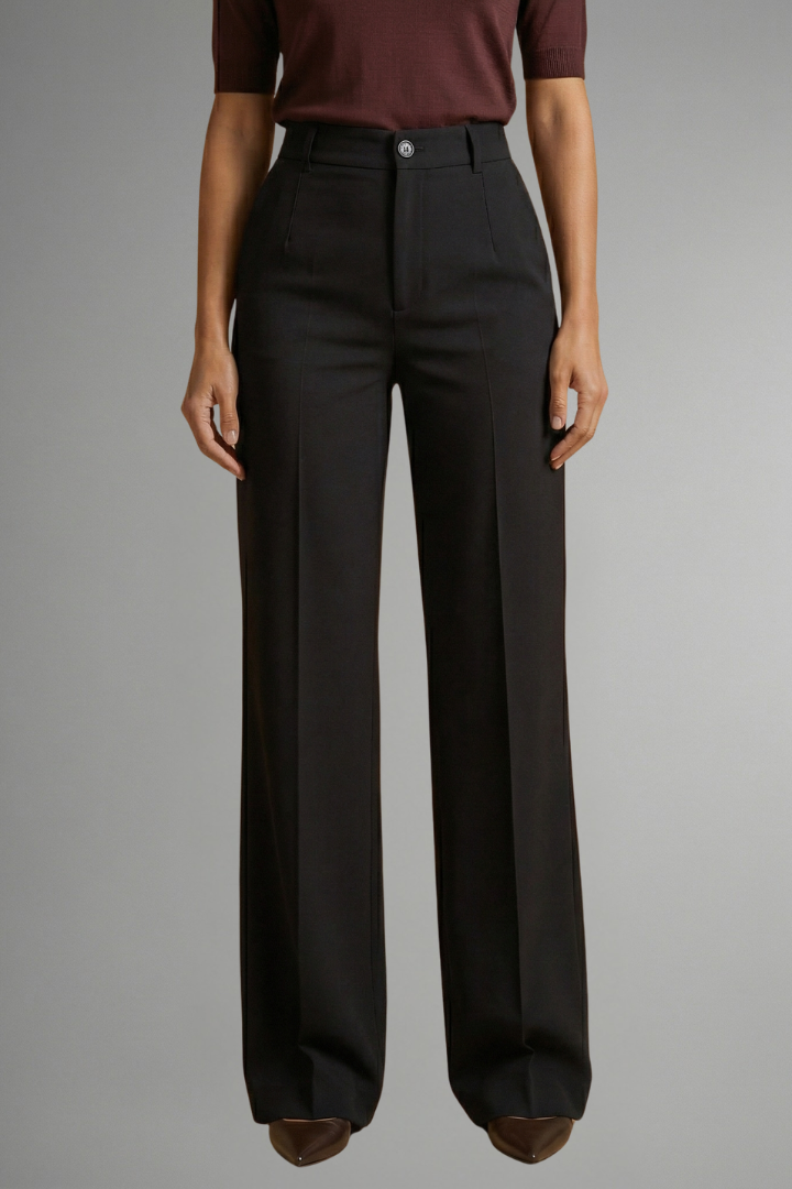 Pantaloni da donna a vita alta, gamba dritta, strutturati ed eleganti