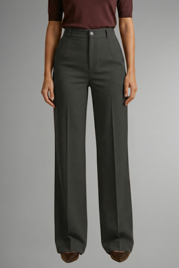 Pantaloni da donna a vita alta, gamba dritta, strutturati ed eleganti