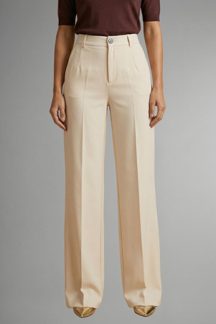 Pantaloni da donna a vita alta, gamba dritta, strutturati ed eleganti