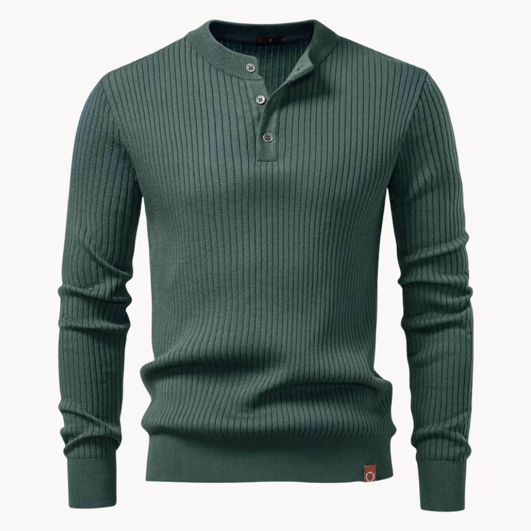 Pull homme col rond boutonné usage quotidien confort smart