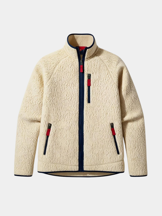Chaqueta polar sherpa para hombre, con cuello alto, cremallera frontal y forro suave