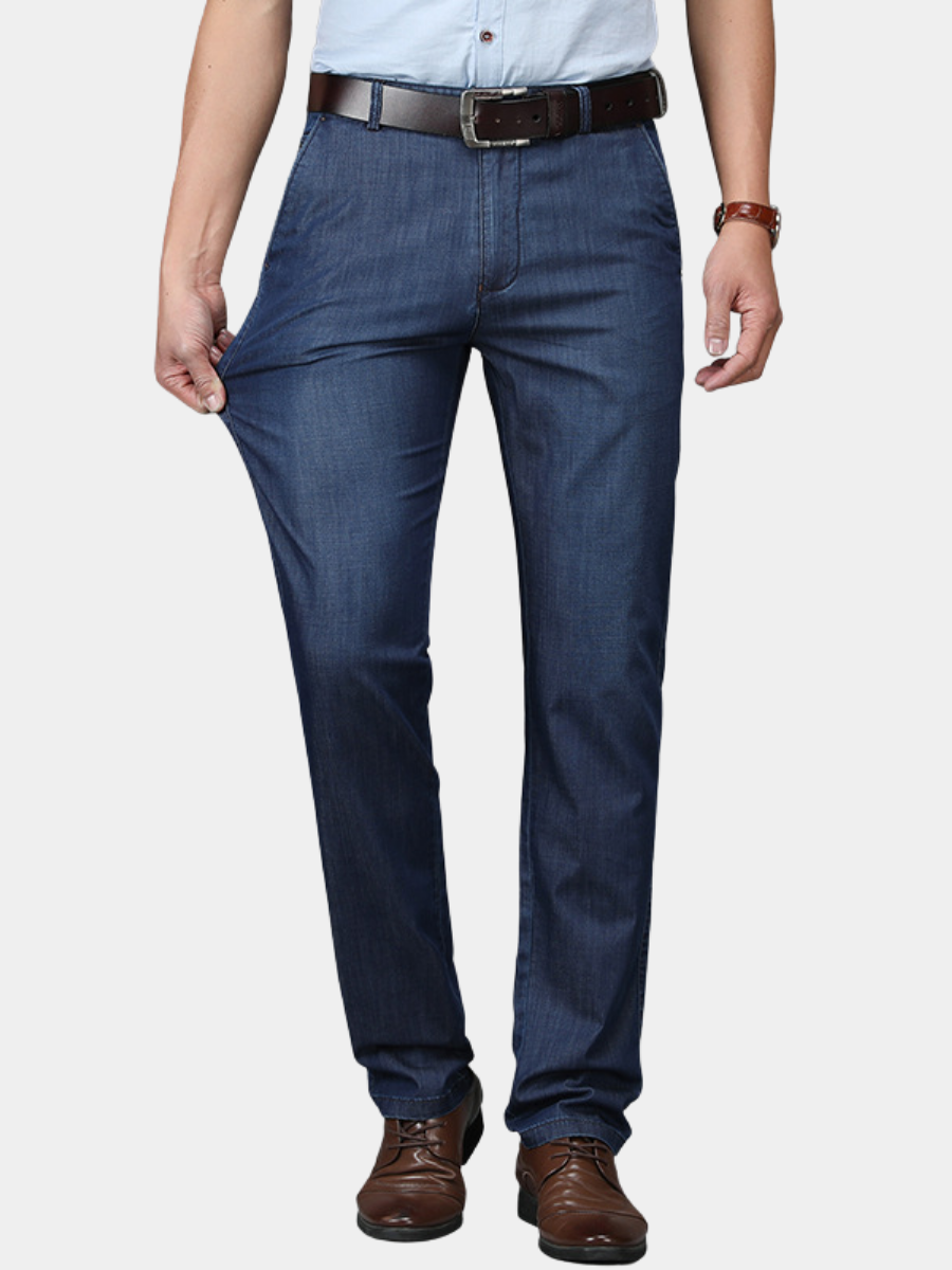 Vaqueros de denim elástico para hombre, corte clásico, cómodos y duraderos