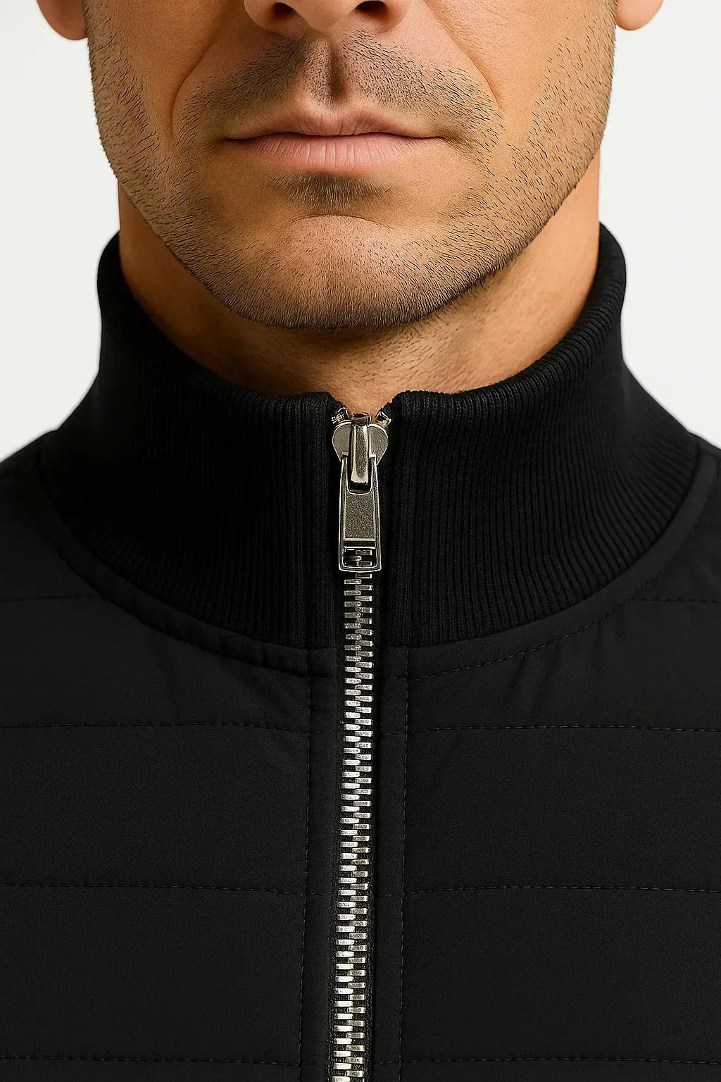 Veste Hybride Devant Matelassé Manches Maille pour Homme