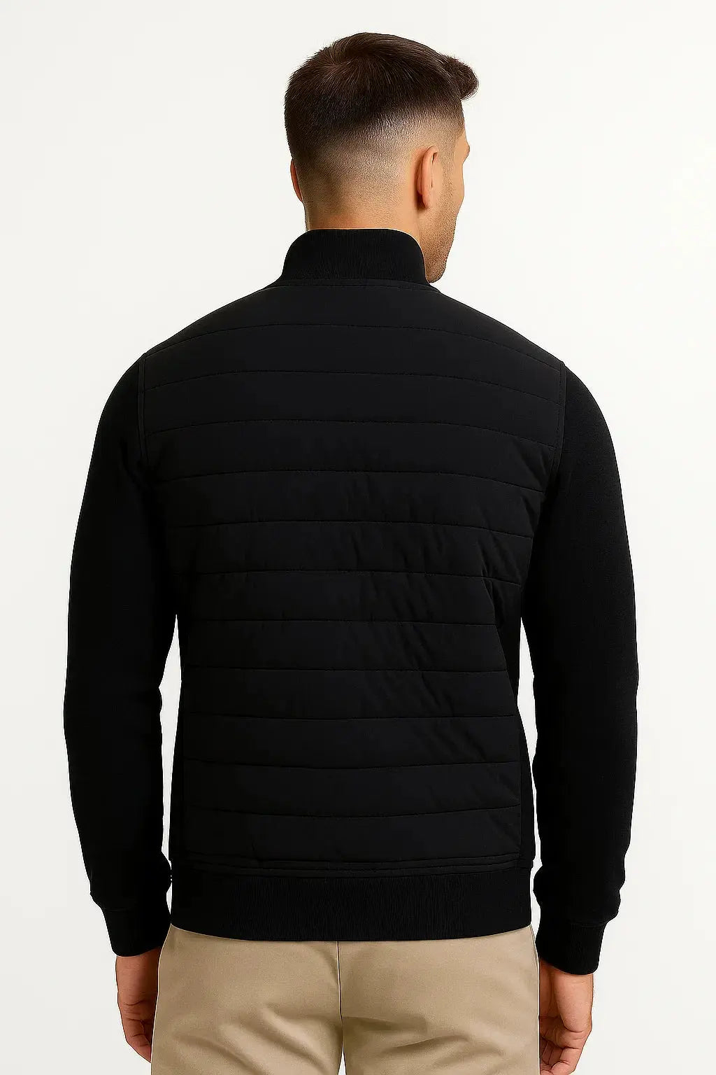Veste Hybride Devant Matelassé Manches Maille pour Homme