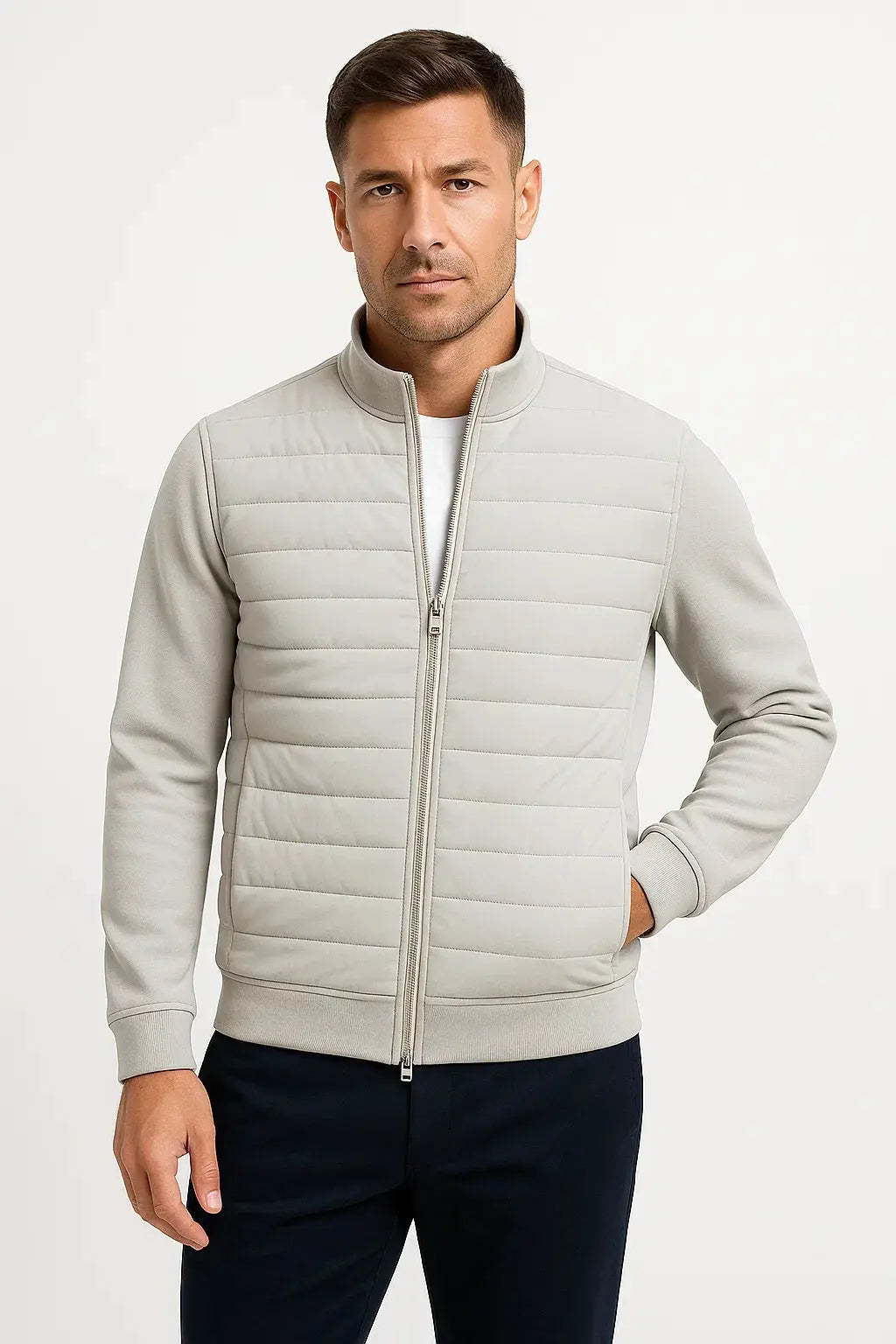 Veste Hybride Devant Matelassé Manches Maille pour Homme