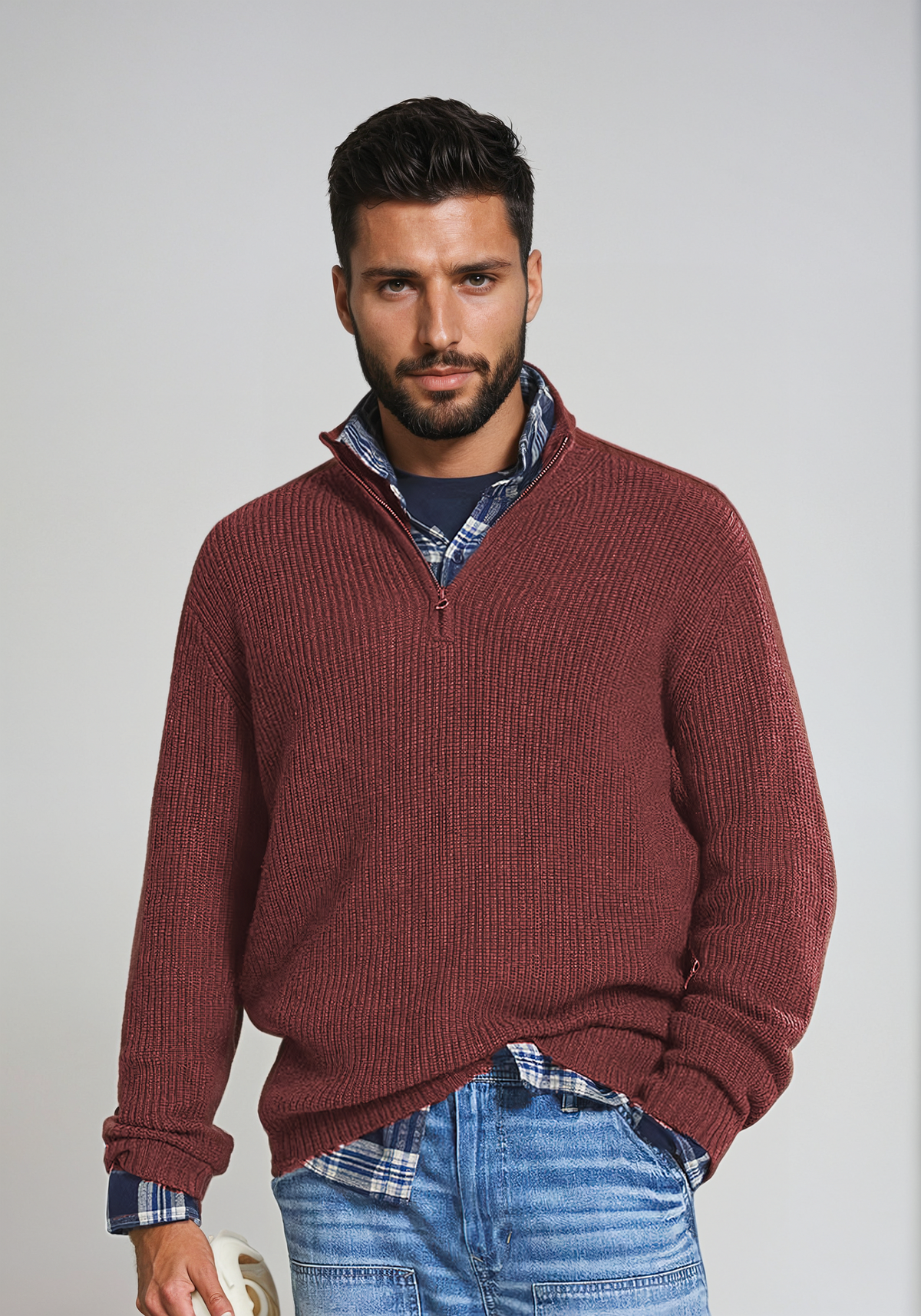 Pull hiver homme chaud maille épaisse style décontracté