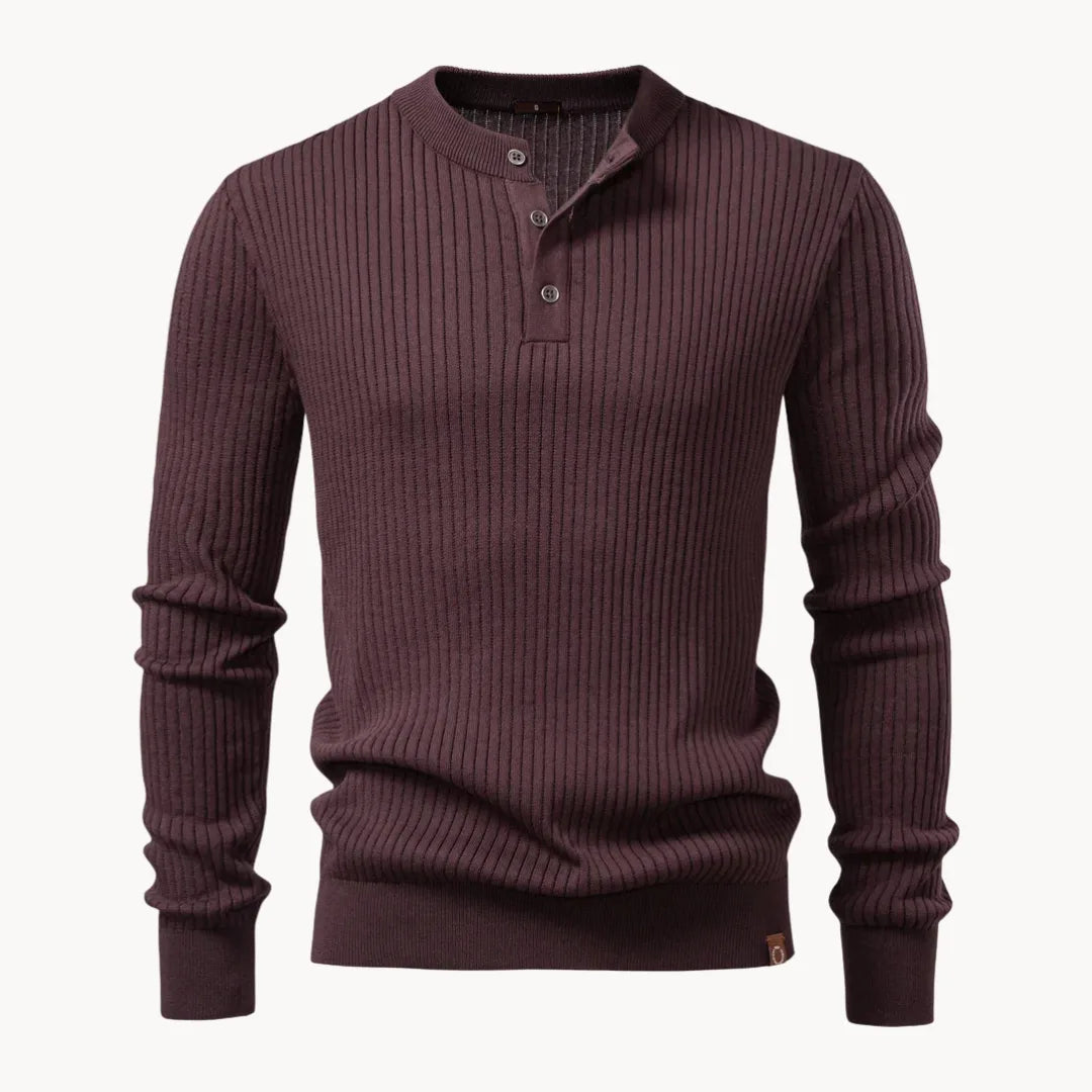 Pull homme col rond boutonné usage quotidien confort smart