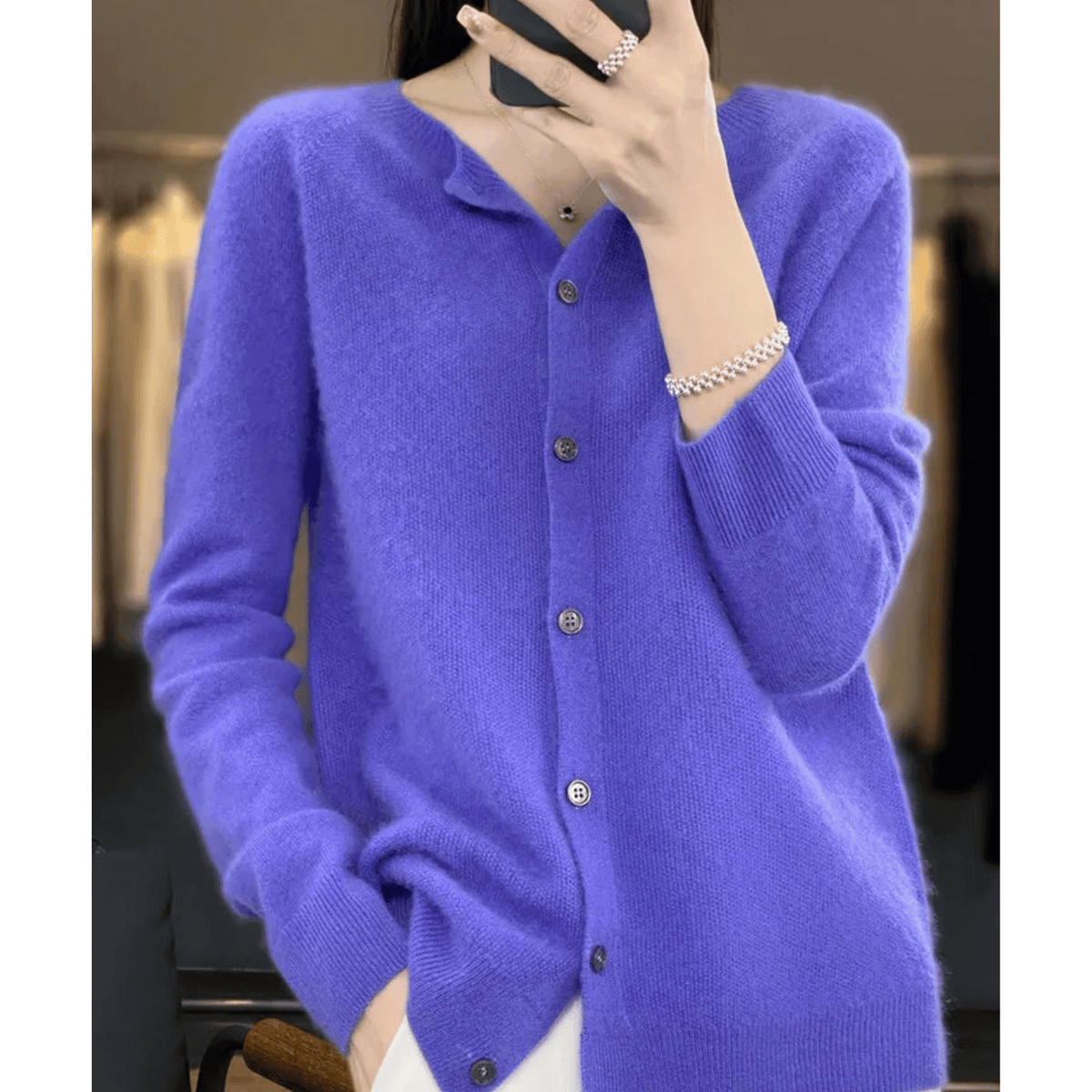Cardigan Encolure en V Fermeture Boutonnée pour Femme