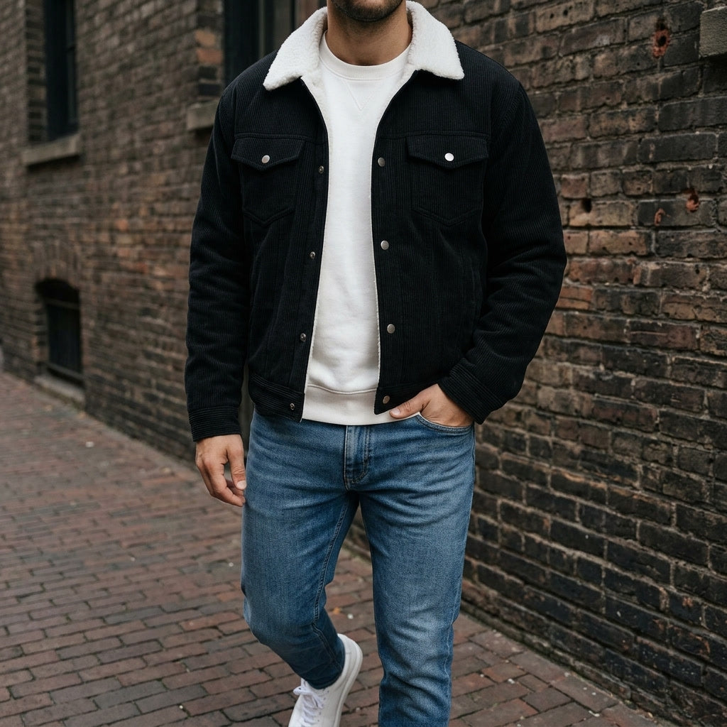 Men's textured corduroy jacket with a relaxed fit
