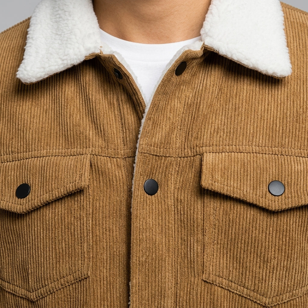 Men's textured corduroy jacket with a relaxed fit