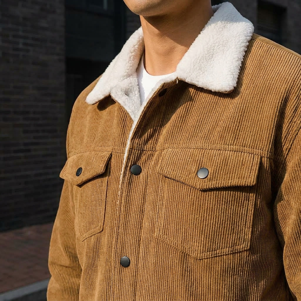Men's textured corduroy jacket with a relaxed fit