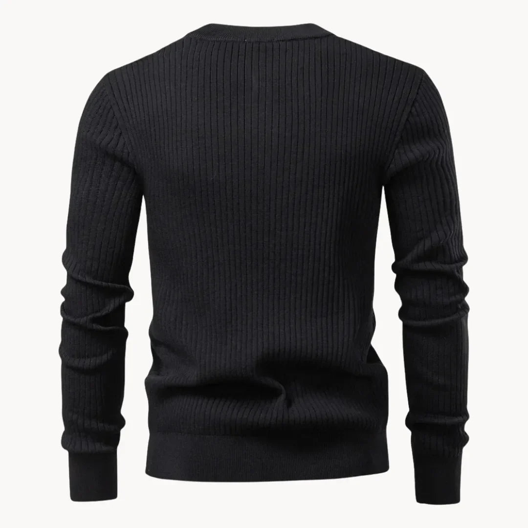 Pull homme col rond boutonné usage quotidien confort smart