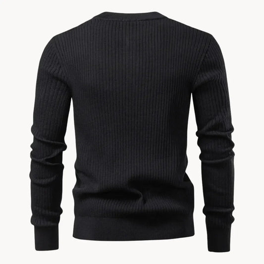 Pánský svetr s kulatým výstřihem a knoflíky na každý den, pohodlný a elegantní