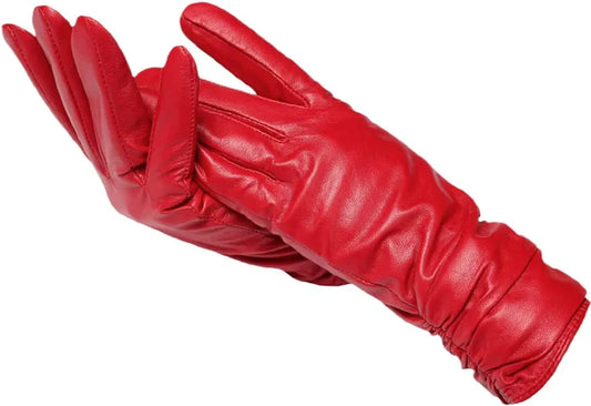 Guantes clásicos de cuero para mujer, con forro cálido, para invierno