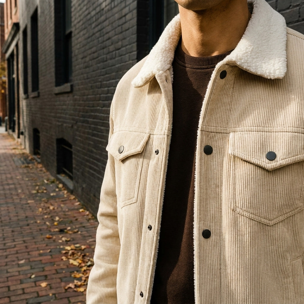 Men's textured corduroy jacket with a relaxed fit