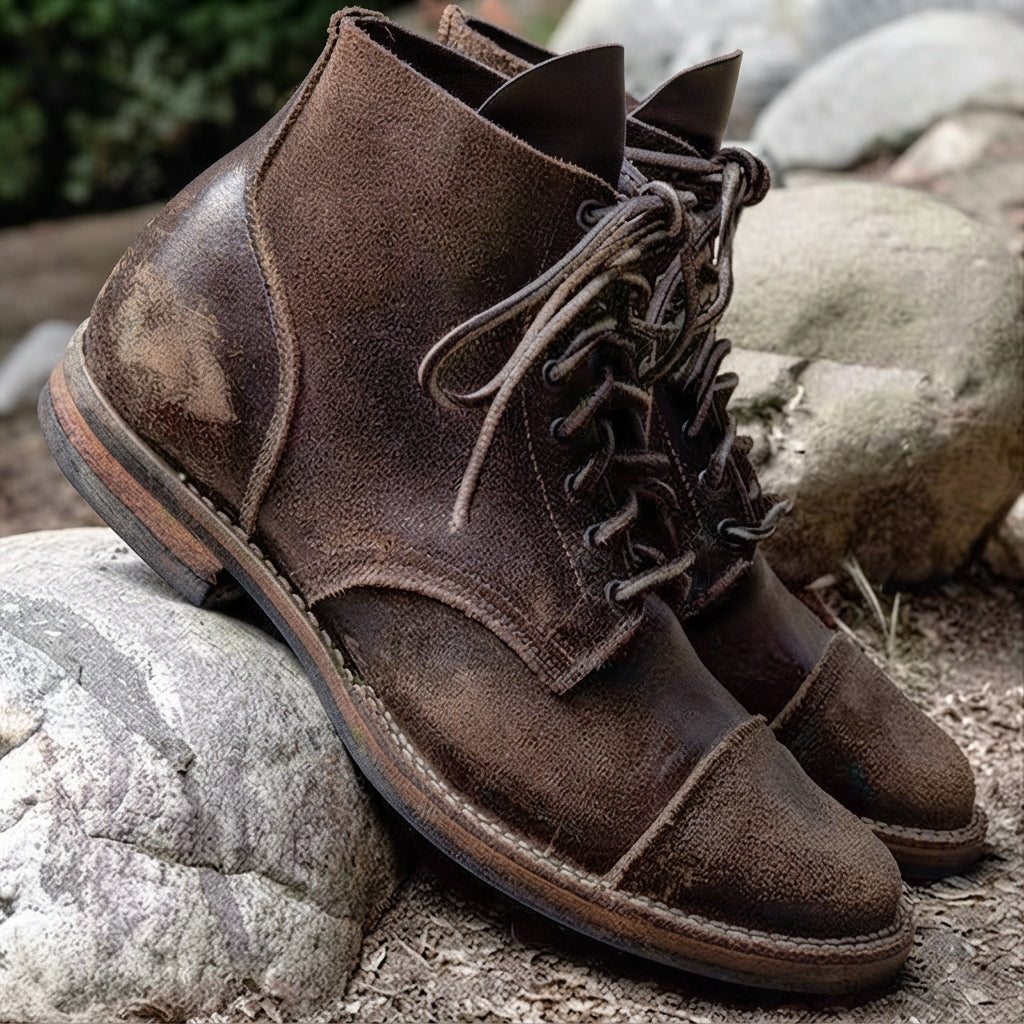 Stivaletti da uomo in pelle con lacci, stile vintage ed eleganza maschile