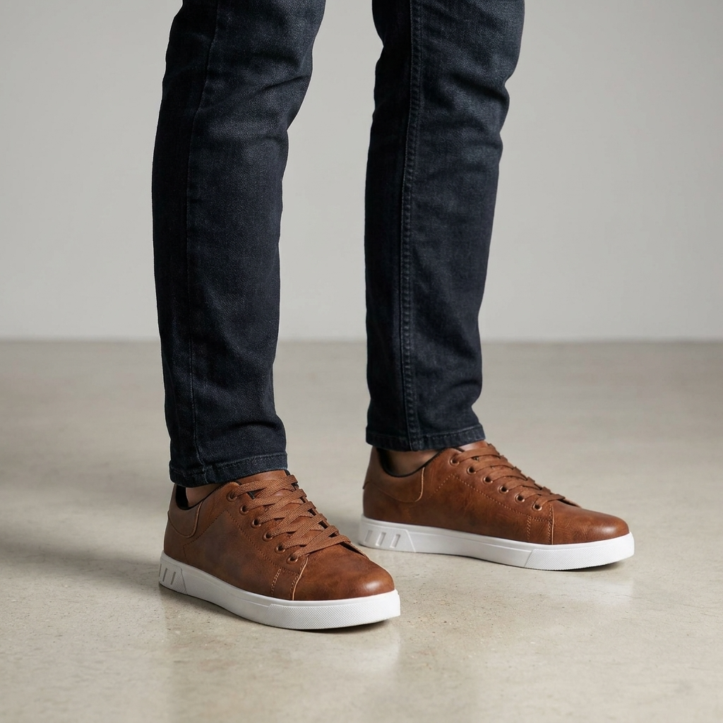 Sneakers Basses Lacées Semelle Contrastée pour Homme