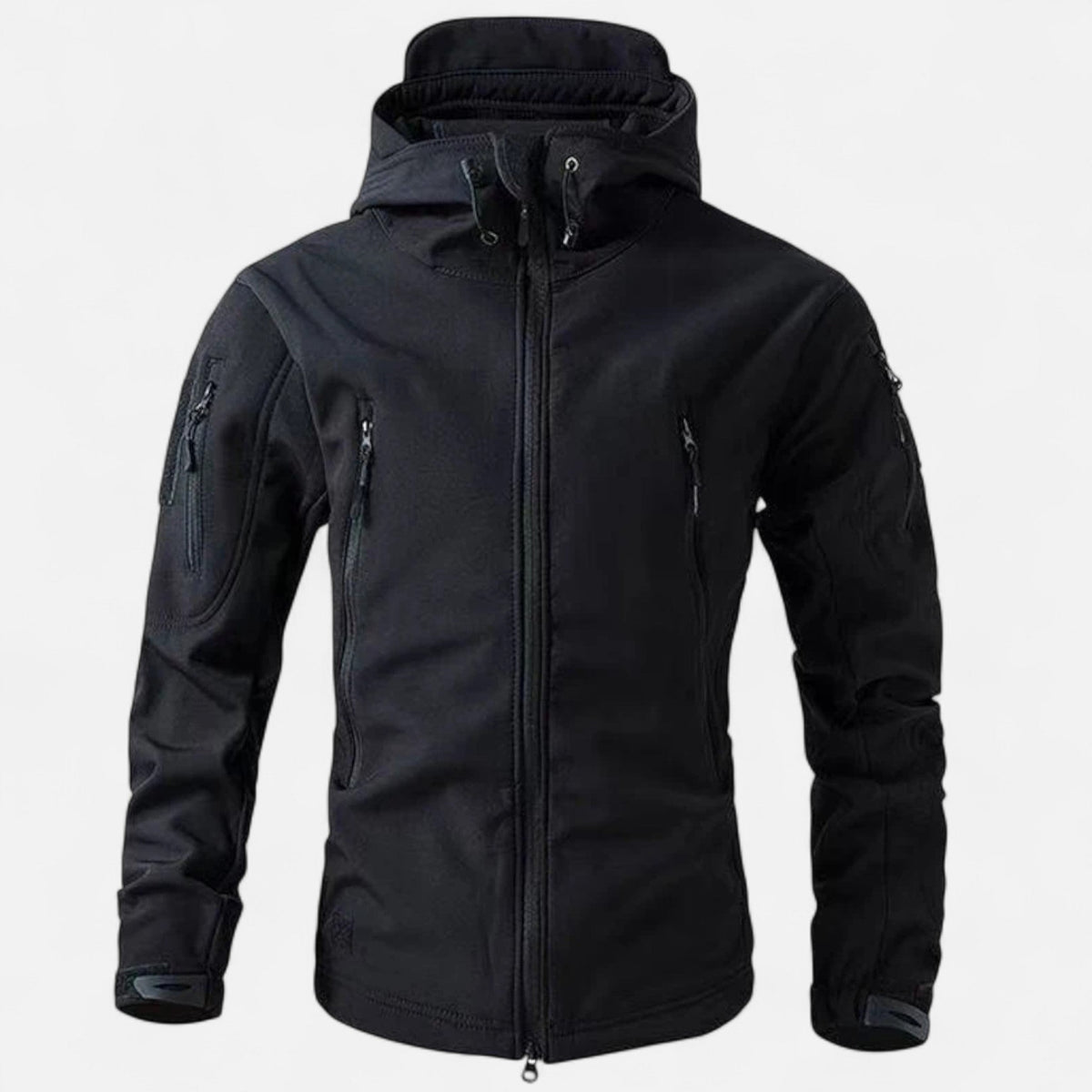 Men’s breathable waterproof softshell jacket with hood for outdoor wear