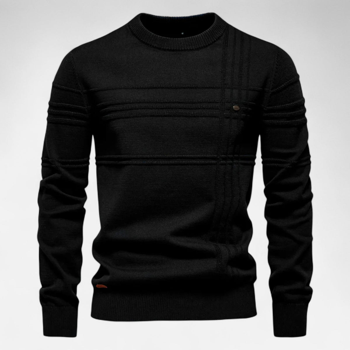 Pull homme rayures coton col rond maille fine décontracté