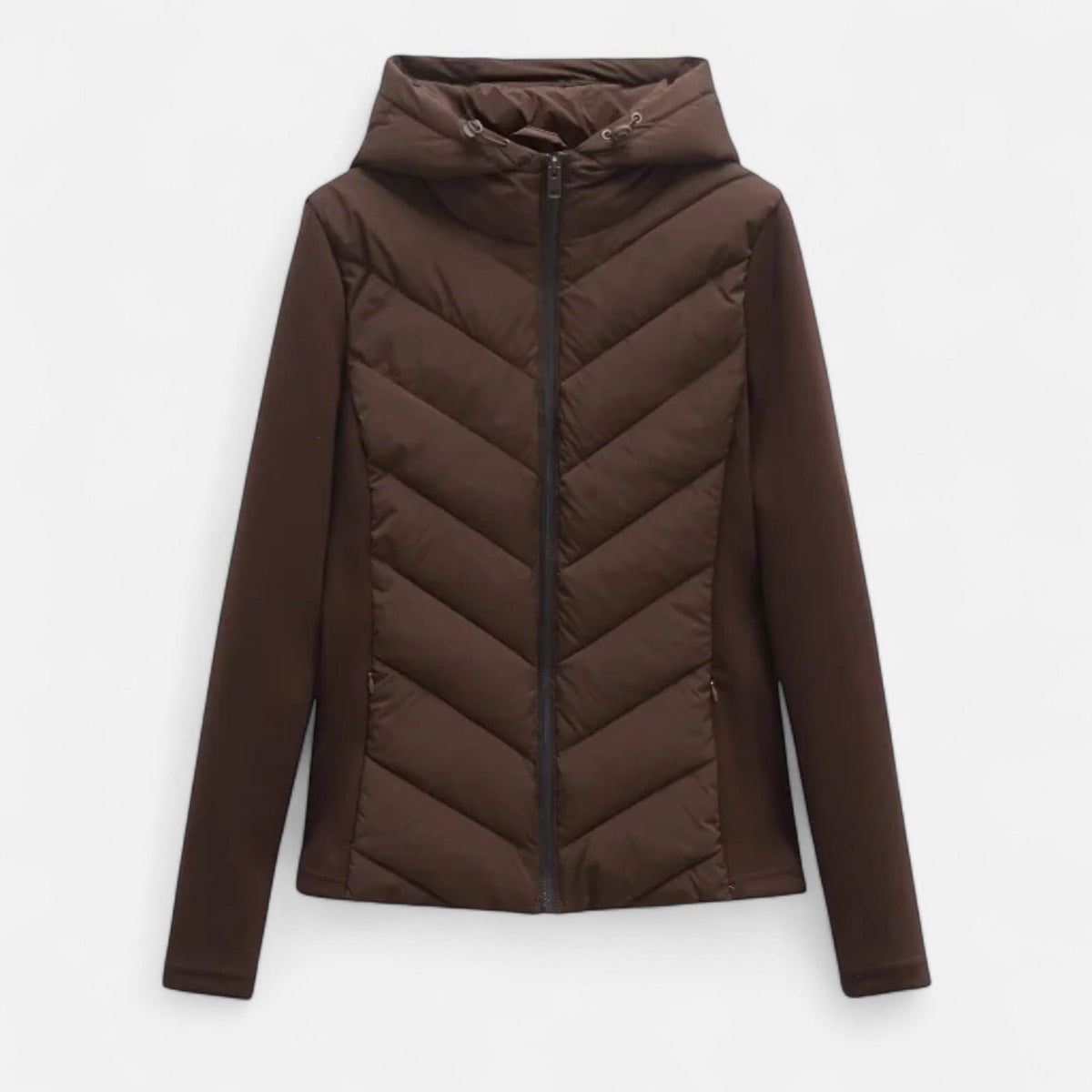 Doudoune longue femme capuche patchwork isolation hiver
