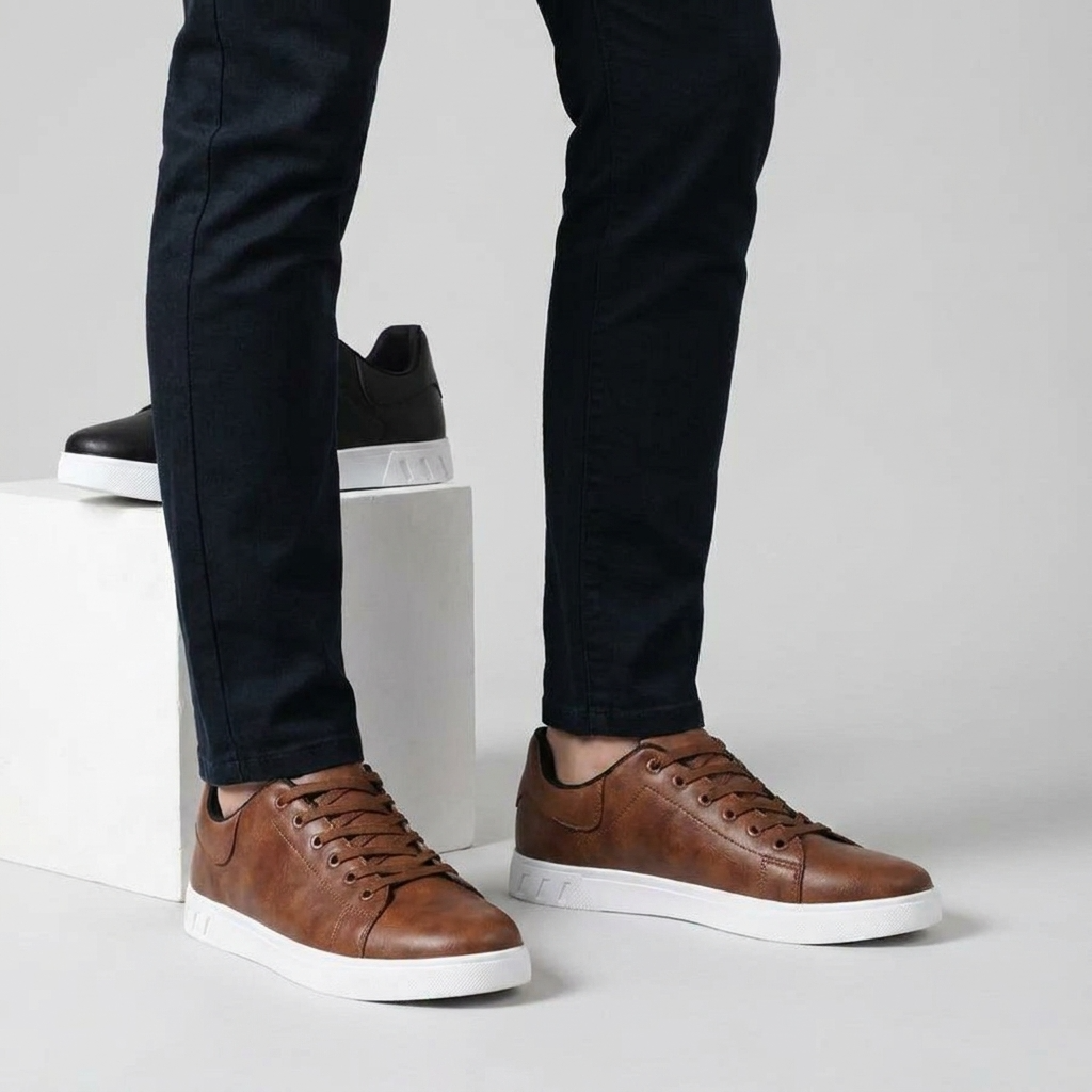 Sneakers Basses Lacées Semelle Contrastée pour Homme