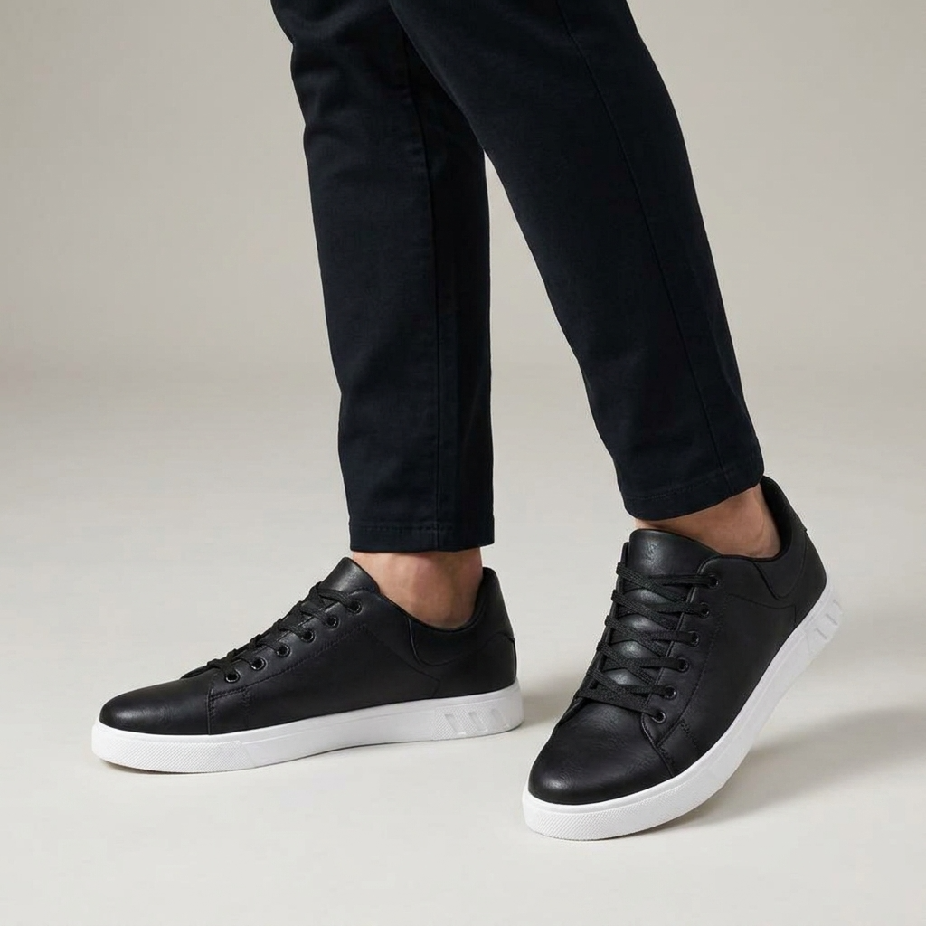 Sneakers Basses Lacées Semelle Contrastée pour Homme
