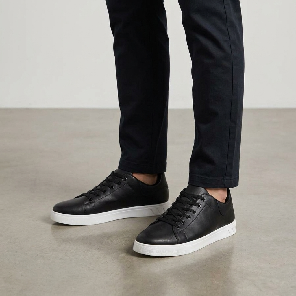 Sneakers Basses Lacées Semelle Contrastée pour Homme