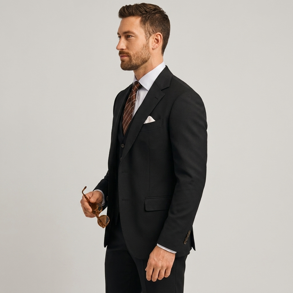 Pánský elegantní třídílný oblek se sakem, vestou a kalhotami