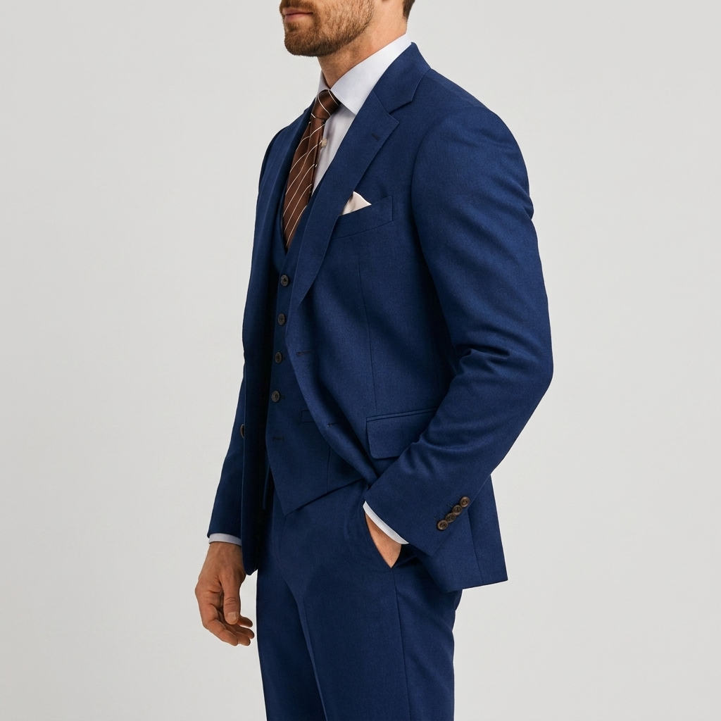 Pánský elegantní třídílný oblek se sakem, vestou a kalhotami