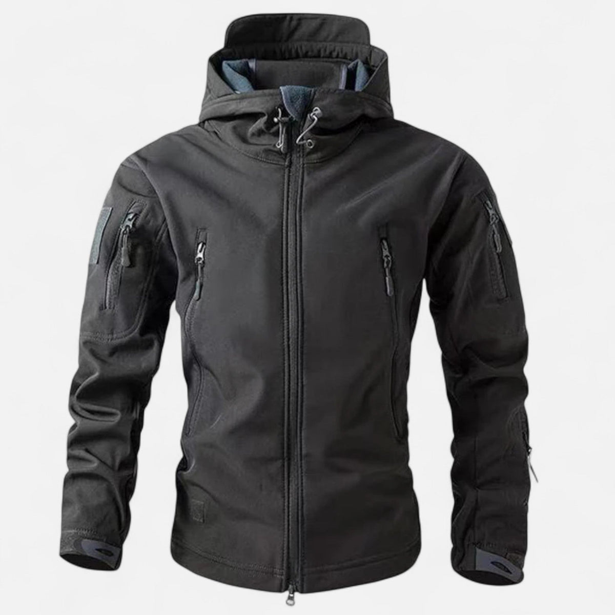 Men’s breathable waterproof softshell jacket with hood for outdoor wear