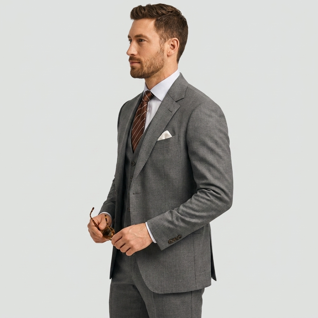 Pánský elegantní třídílný oblek se sakem, vestou a kalhotami