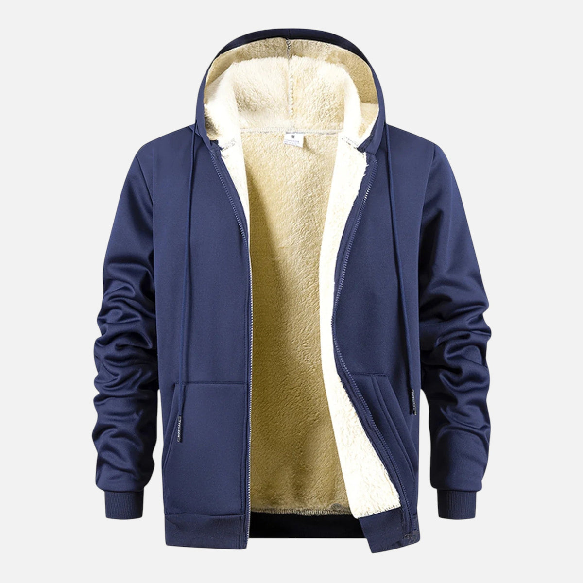 Men’s hooded zip-up jacket with fleece lining, winter comfort