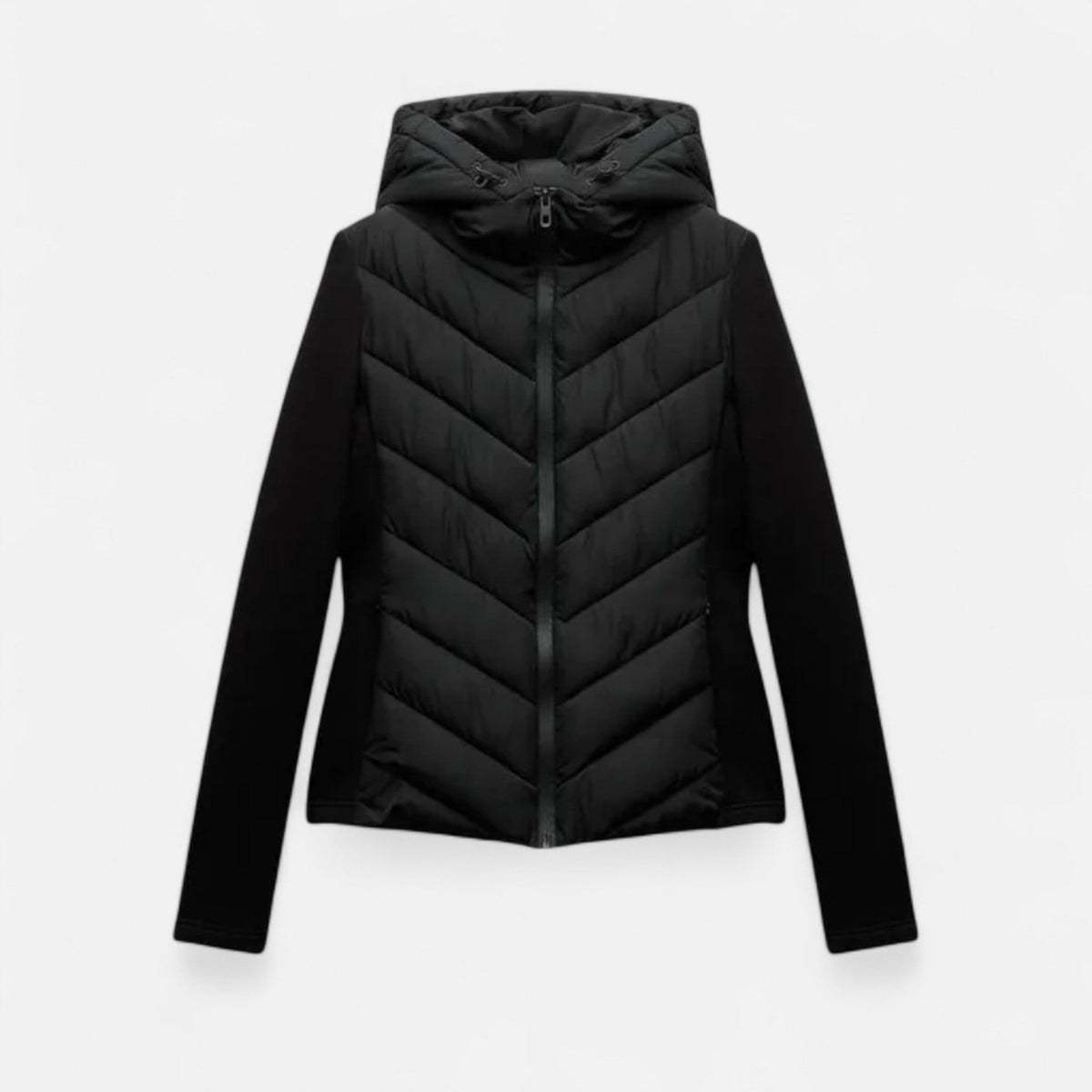 Doudoune longue femme capuche patchwork isolation hiver