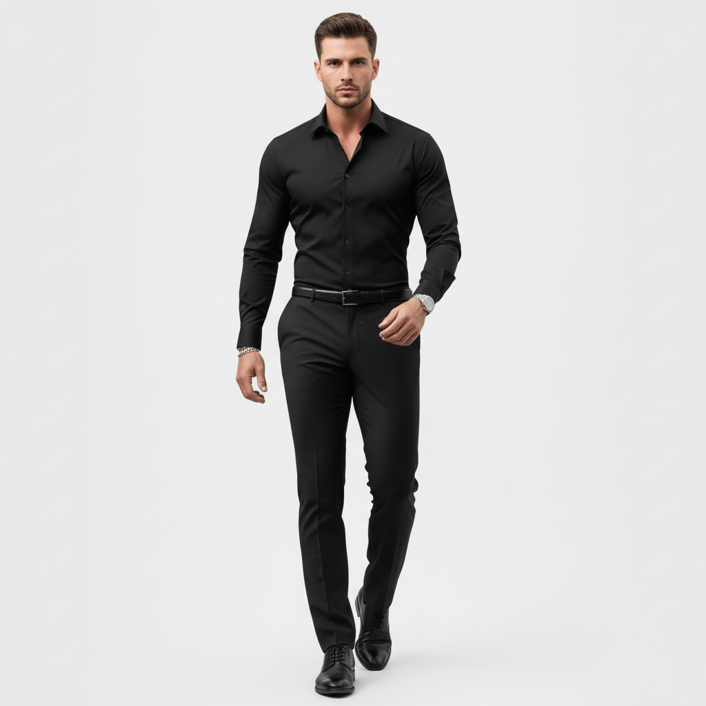 Camicia da uomo slim a maniche lunghe, curata e versatile