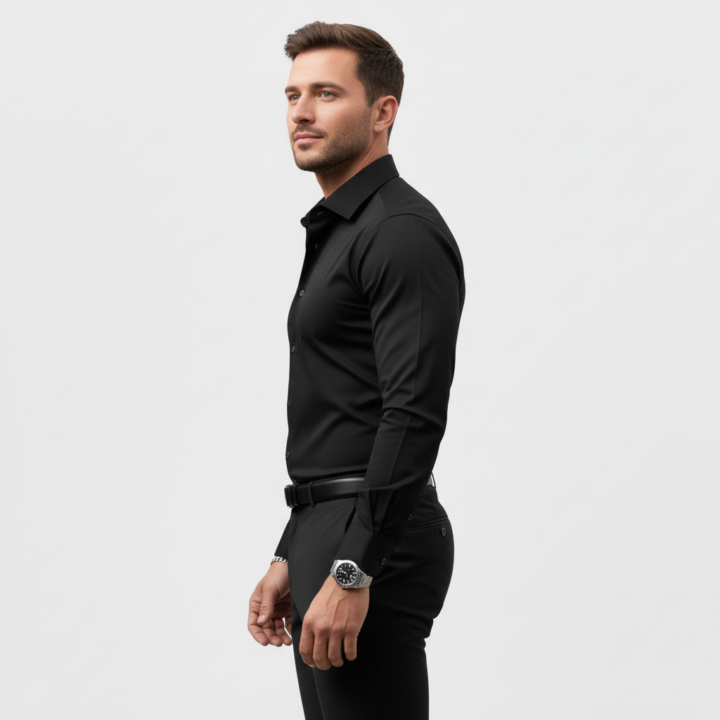 Camicia da uomo slim a maniche lunghe, curata e versatile