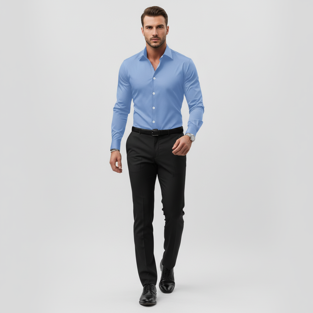 Camicia da uomo slim a maniche lunghe, curata e versatile